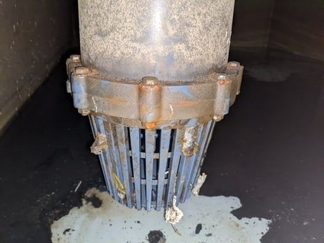 Foot valve of normal waste water pump water treatment plant. The photo is suitable to use for industrial content media and water treatment process.