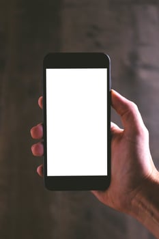 Cropped Shot View of Man or Women Hands Holding Smart Phone Mockup v14.0 photo