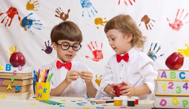 Two boys are playing together photo