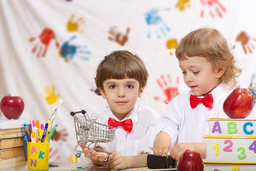 Two boys are playing together photo