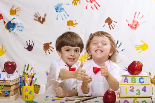 Two boys are playing together photo