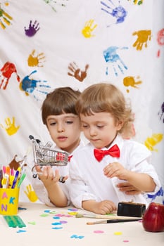 Two boys are playing together photo