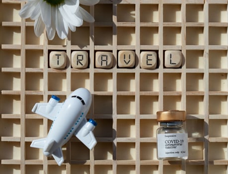the word 'travel' is written on a board with a photo