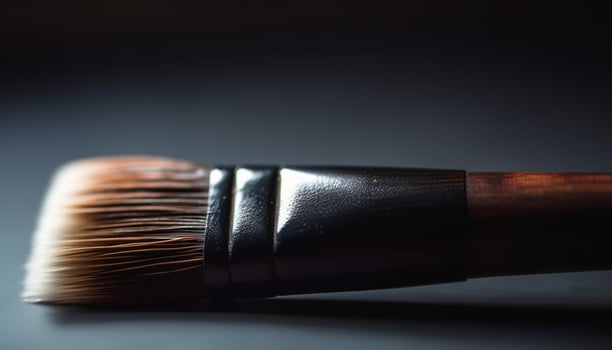 Antique pen on wooden table, black ink generated by AI photo