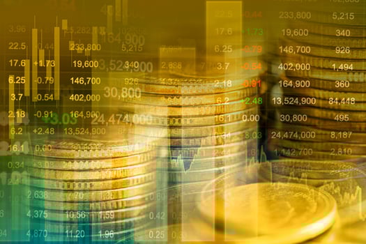 Stock market finance business, economy trend graph digital technology. photo