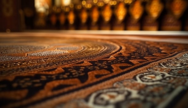 Luxurious old fashioned rug in ancient east Asian design generated by AI photo