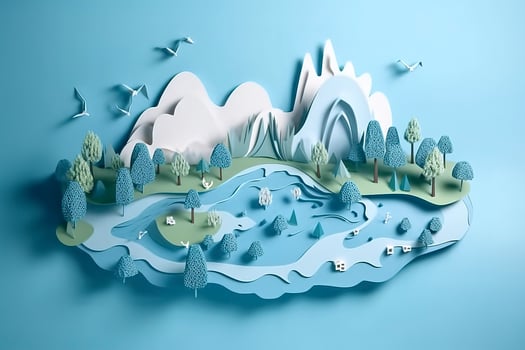 Paper art , Ecology and world water day , Saving water and world Environment day, environmental protection and save earth water , Generate Ai photo