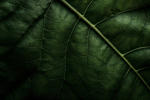 Extreme close up texture of green leaf veins, Full frame shot of green leaf, generate ai photo