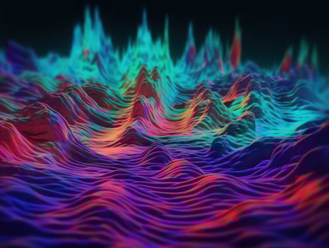 Neon lights Chromatic Holographic liquid dynamic shapes on dark background Created with technology. photo