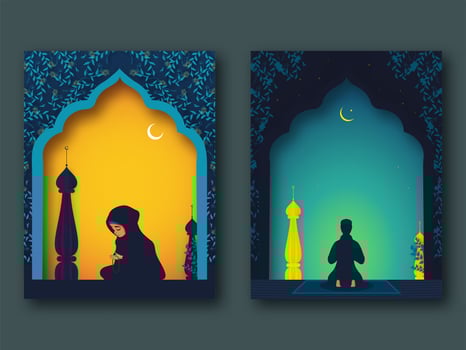 Beautiful Greeting Cards or Templates For Islamic Festival of Holy Month Ramadan Concept. photo