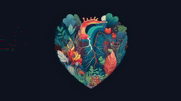 Realistic Nature Or Forest Heart Shape For Love Concept. photo