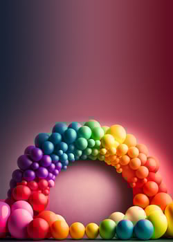 Realistic Balloons Decorated Rainbow Style Illustration. photo