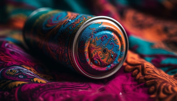 Indigenous cultures' ornate embroidery on silk material generated by AI photo