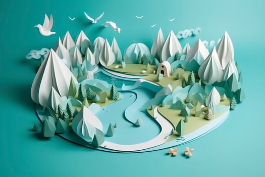 Paper art , Ecology and world water day , Saving water and world Environment day, environmental protection and save earth water , Generate Ai photo