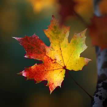 autumn maple leaves in a row, vivid colors, panorama illustration on black background photo