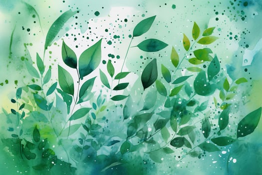green floral frame with leaves  watercolor background , generate ai photo
