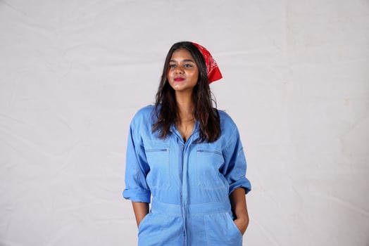 Young aisan woman drama acting theatre student performing rehearsal expression pose photo