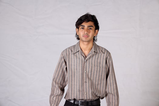 Young aisan man drama acting theatre student performing rehearsal expression pose photo
