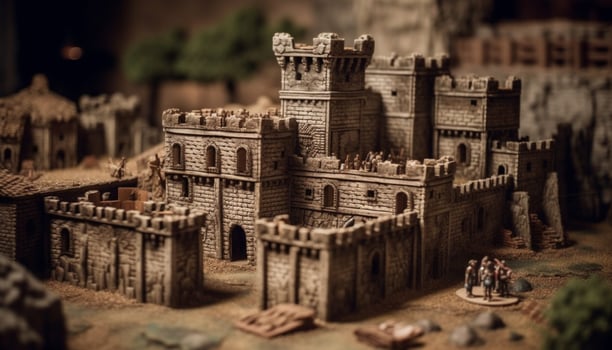Ancient ruins of old stone monument stand tall generated by AI photo