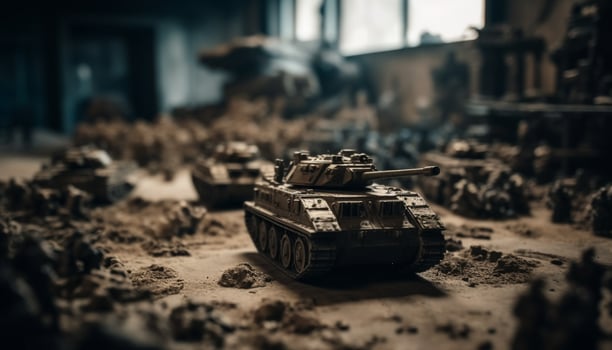 Old rusty tank, a relic of war generated by AI photo