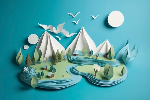 Paper art , Ecology and world water day , Saving water and world Environment day, environmental protection and save earth water , Generate Ai photo