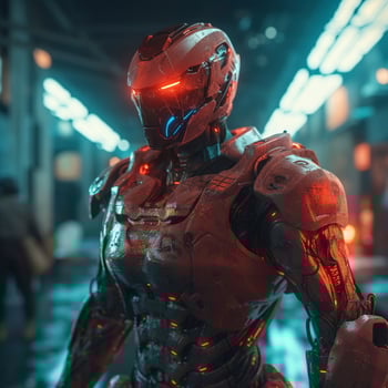 full body armored space suit with boots, futuristic, character design, photo