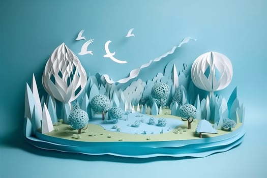 Paper art , Ecology and world water day , Saving water and world Environment day, environmental protection and save earth water , Generate Ai photo