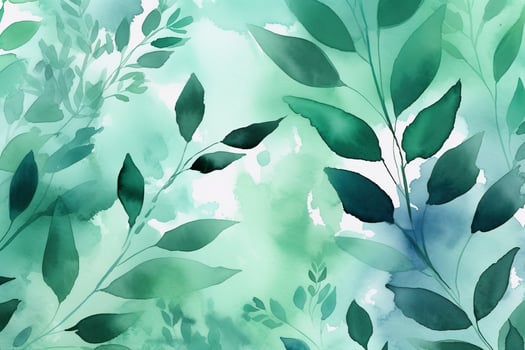 green floral frame with leaves  watercolor background , generate ai photo