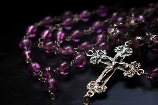 Handmade Traditional maple hard Wooden Catholic Rosary Prayer Beads Virgin Mary saint Benedict Jesus crucifix, generate ai photo