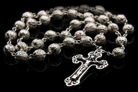Handmade Traditional maple hard Wooden Catholic Rosary Prayer Beads Virgin Mary saint Benedict Jesus crucifix, generate ai photo