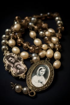Personalised Rosary Beads, Mother Day Gift, First Communion Rosary, Christening Religious, Catholic Necklace, Female Rosary Beads, generate ai photo