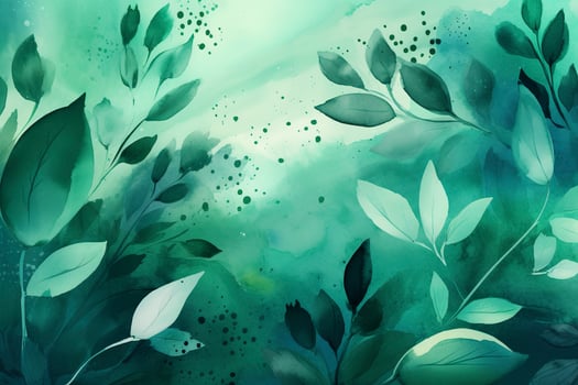 green floral frame with leaves  watercolor background , generate ai photo