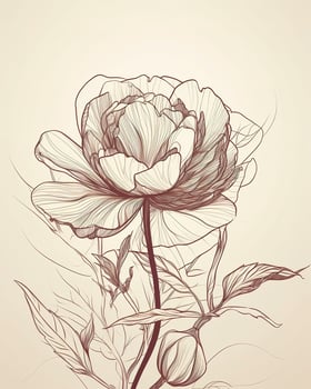 Lotus flower vector illustration with line art , generate ai photo