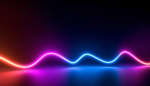 3d rendering, the abstract background of colorful neon wavy lines glowing in the dark. Modern simple wallpaper, photo