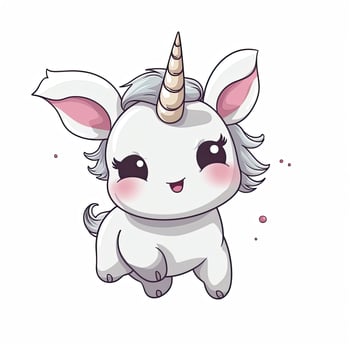 Cute unicorn cartoon set design. Cute baby unicorn illustration with happy faces. Baby unicorn collection with rainbow colors. Unicorn cub flying illustration on a white background. . photo