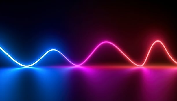 3d rendering, the abstract background of colorful neon wavy lines glowing in the dark. Modern simple wallpaper, photo