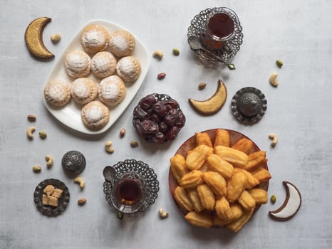 Arabic sweets, festive Arabic cookies. photo