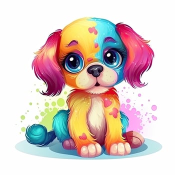 Colorful puppy coloring page bundle. Cute and colorful puppy set. Small puppy illustration collection with a color splash and colorful fur. Cute dog coloring page bundle for kids. . photo