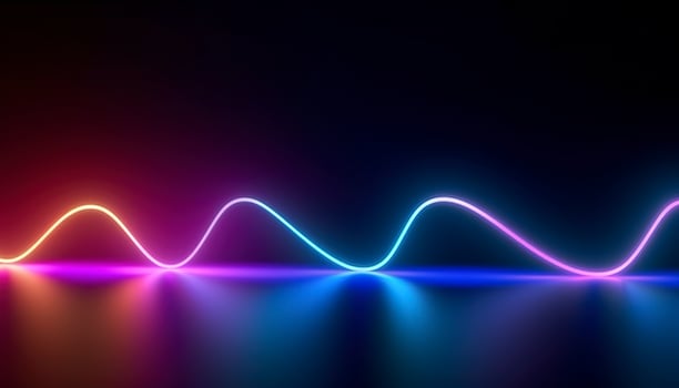 3d rendering, the abstract background of colorful neon wavy lines glowing in the dark. Modern simple wallpaper, generates ai photo