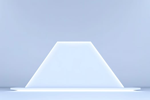 Realistic podium display with neon white lights, Product display background with light frame, White prodium product display with light effect, neon lights background, generate ai photo