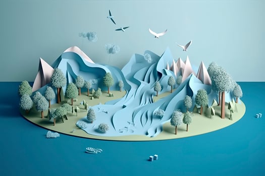 Paper art , Ecology and world water day , Saving water and world Environment day, environmental protection and save earth water , Generate Ai photo