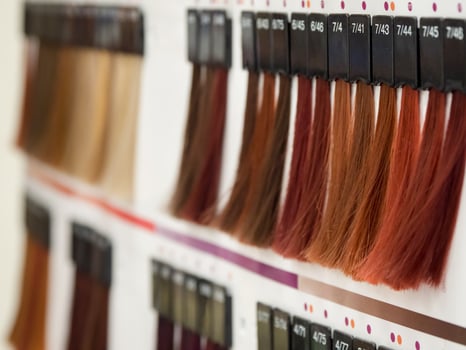 Hair dye palette, color selection for hair coloring. photo