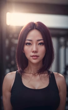 portrait photo of beautiful asian woman in sport exercise outfit,