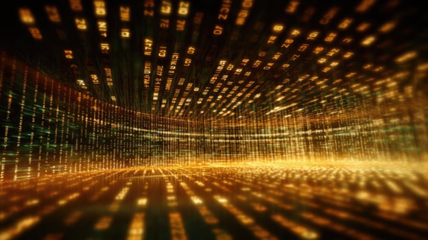 Futuristic cyberspace with binary code background. photo