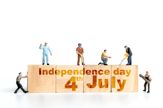 Miniature people, Group of people celebrating the Fourth of July , Independence Day, United States photo