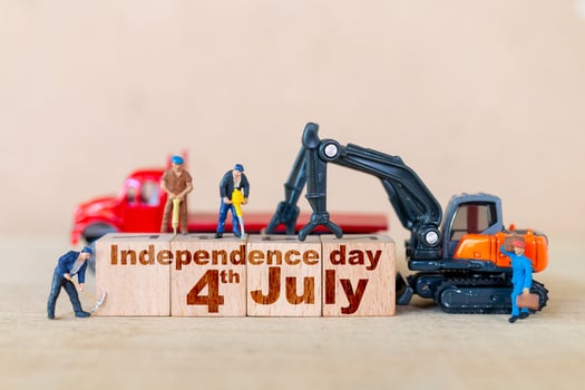 Miniature people, Group of people celebrating the Fourth of July , Independence Day, United States photo