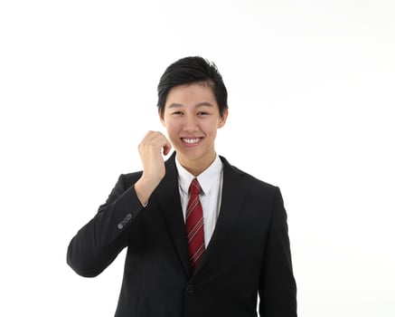 South east Asian young Chinese Indian man woman wearing formal business office ware on white background pose expression photo