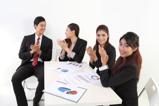 South east Asian young Chinese Indian man woman wearing formal business office ware on white background pose expression photo