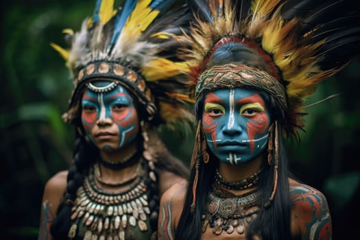 Portrait of indigenous tribe woman. Native american people. photo