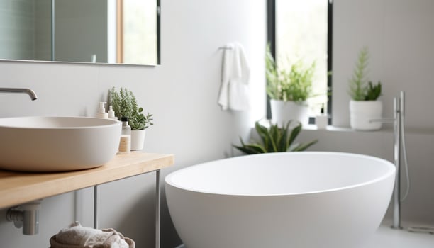 Modern elegance in a clean, comfortable bathroom with marble flooring generated by AI photo